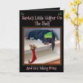 おもしろいクリスマスの「小妖精や小人」が棚に置かれている カード (黄色い花)