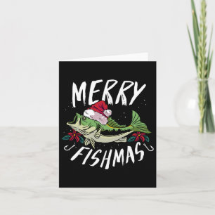 おもしろいクリスマスをテーマにしたB魚釣りデザインメリー- Fi カード