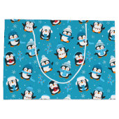 おもしろいクリスマスウィンターペンギン ラージペーパーバッグ (裏面)