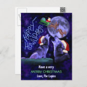 おもしろいクリスマスウルフプンハッピーハウリデイカスタムズ シーズンポストカード (正面/裏面)