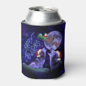 おもしろいクリスマスウルフプンハッピーハウリデイ 缶クーラー (缶正面)
