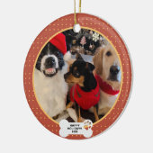 おもしろいクリスマスカスタムのペット写真 セラミックオーナメント (左)