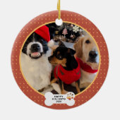 おもしろいクリスマスカスタムのペット写真 セラミックオーナメント (裏面)