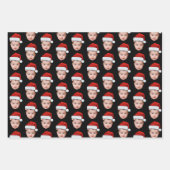 おもしろいクリスマスカスタム可愛いベビー顔フォトサンタヘッド ラッピングペーパーシート (正面)