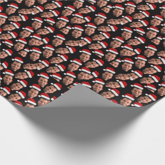 おもしろいクリスマスカスタム顔ユニーク写真 ラッピングペーパー (角)