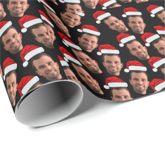 おもしろいクリスマスカスタム顔ユニーク写真 ラッピングペーパー (ロールコーナー)