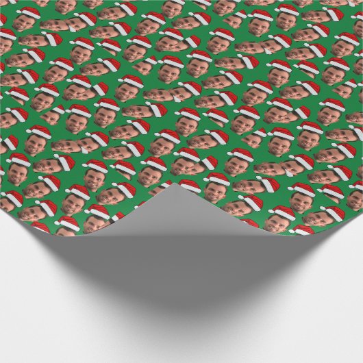 おもしろいクリスマスカスタム顔ユニーク写真 ラッピングペーパー (角)