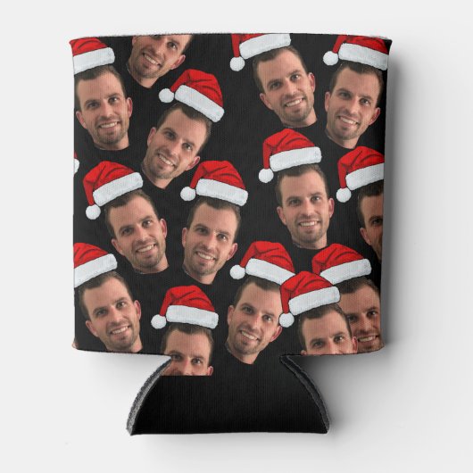 おもしろいクリスマスカスタム顔ユニーク写真 缶クーラー (正面)