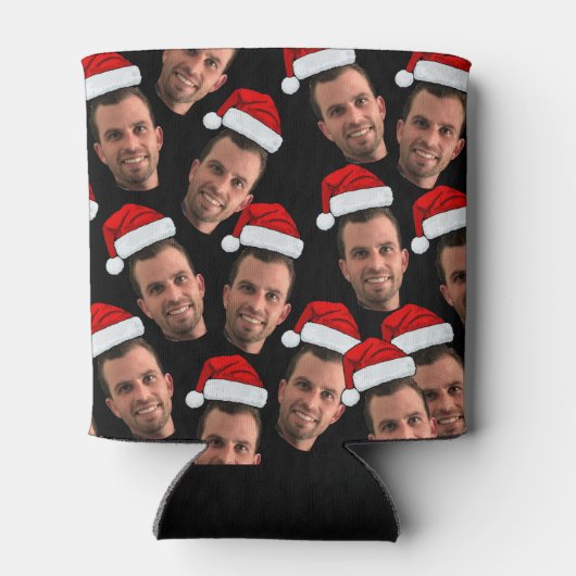 おもしろいクリスマスカスタム顔ユニーク写真 缶クーラー (裏面)