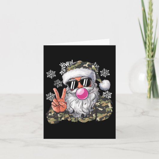 おもしろいクリスマスカモフラージュ迷彩柄サンタハローハンティン カード (正面)