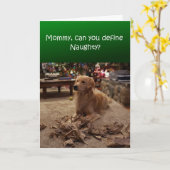 おもしろいクリスマスカーいけなド、犬の細断紙 カード (黄色い花)