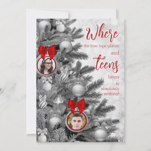 おもしろいクリスマスカードキッズ家族写真十代 シーズンカード (正面)