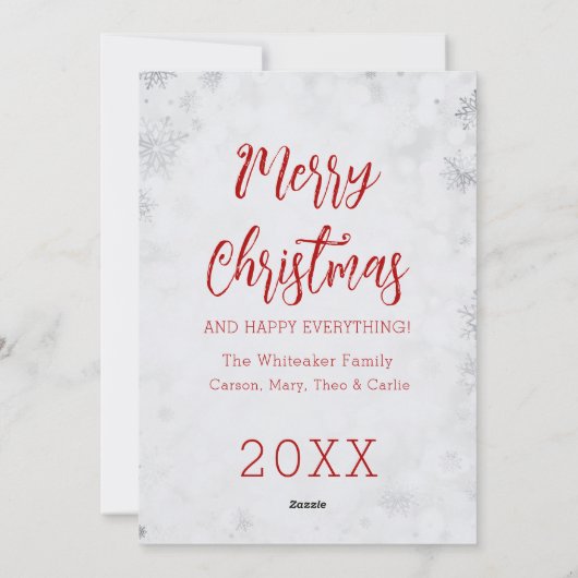 おもしろいクリスマスカードキッズ家族写真十代 シーズンカード (裏面)