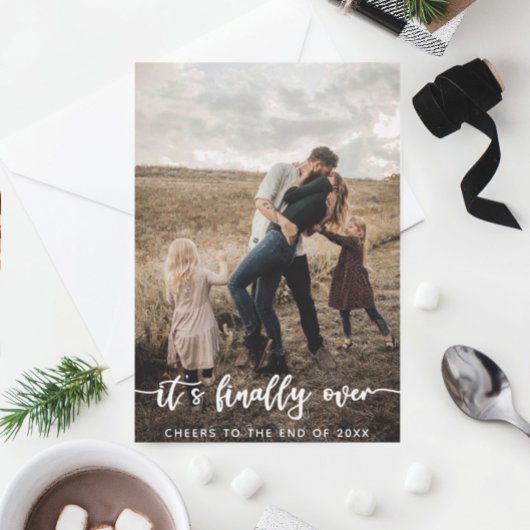 おもしろいクリスマスカードホリデーカード写真白 サンキューカード