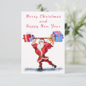 おもしろいクリスマスカードボディビルダーSanta with Gift (スタンド正面)