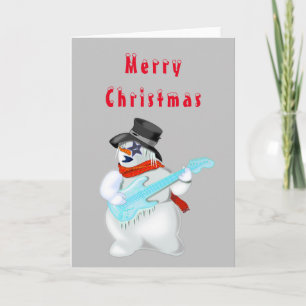おもしろいクリスマスカード雪だるまギタープレーヤー カード