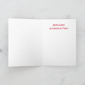 おもしろいクリスマスカード、サンタを見張る犬 カード (内部)