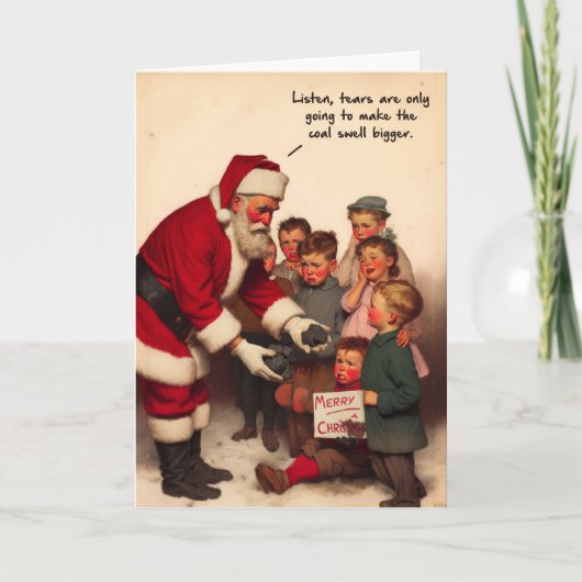 おもしろいクリスマスカード – サンタクロース石炭 シーズンカード (正面)