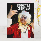 おもしろいクリスマスカード "最高に楽しい！" サンタクロース カード (黄色い花)