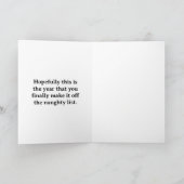 おもしろいクリスマスカード – Santa's List シーズンカード (内部)