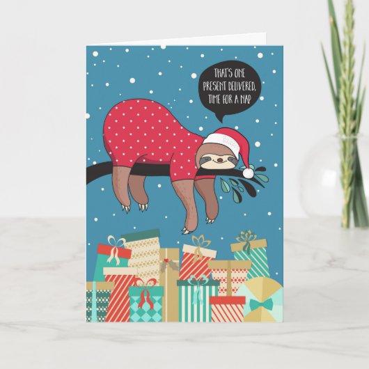 おもしろいクリスマスカード – The Sloth Santa シーズンカード (正面)