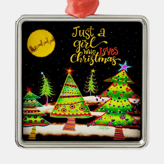 おもしろいクリスマスガール引用文フェスティバル メタルオーナメント (正面)