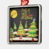 おもしろいクリスマスガール引用文フェスティバル メタルオーナメント (左)