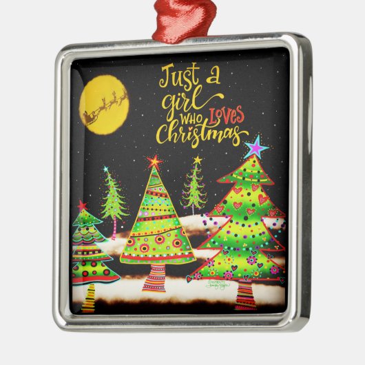 おもしろいクリスマスガール引用文フェスティバル メタルオーナメント (左)