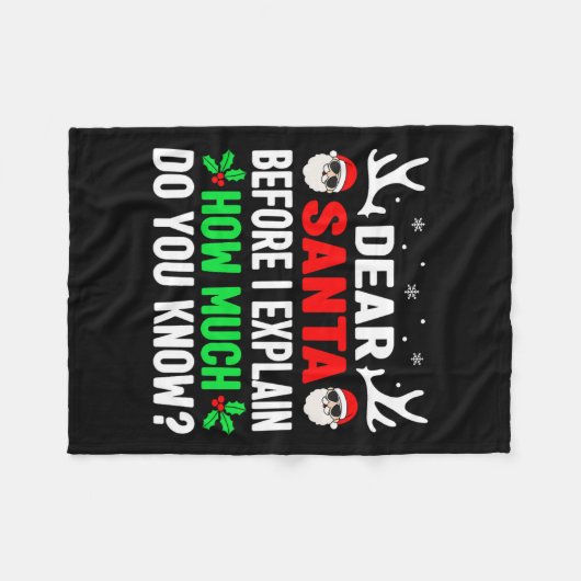 おもしろいクリスマスキッズアダルト親愛サンタI説明できる フリースブランケット (正面(横))