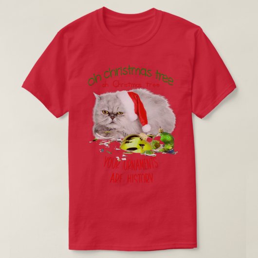 おもしろいクリスマスキャットああクリスマスツリー Tシャツ (デザイン正面)