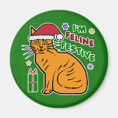 おもしろいクリスマスキャットフェラインフェスティバルホリデーパン マグネット (正面)