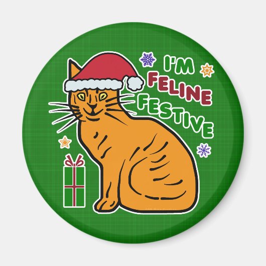 おもしろいクリスマスキャットフェラインフェスティバルホリデーパン マグネット (正面)