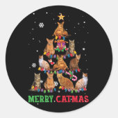 おもしろいクリスマスキャットマイオウィカタマスクリスマスツリー ラウンドシール (正面)