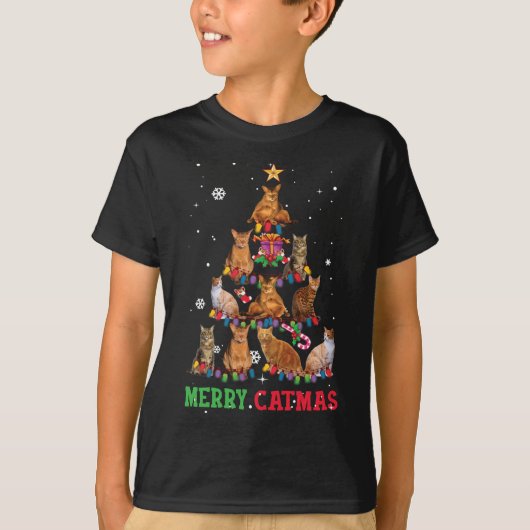 おもしろいクリスマスキャットマイオウィカタマスクリスマスツリー Tシャツ (正面)