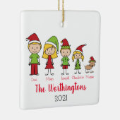 おもしろいクリスマスキャラクターパーソナライズされたファミリー セラミックオーナメント (右)
