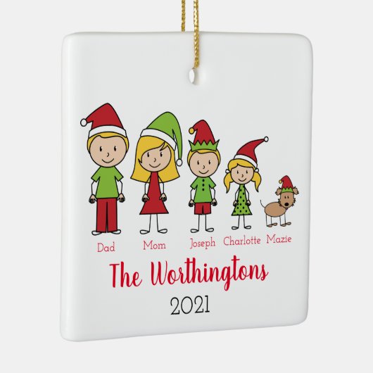 おもしろいクリスマスキャラクターパーソナライズされたファミリー セラミックオーナメント (右)