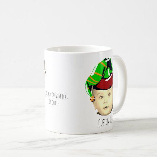 おもしろいクリスマスキャラクター顔パーソナライズされた写真 コーヒーマグカップ (正面右)