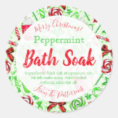 おもしろいクリスマスキャンディーケーンバス爆弾塩ソークラベル ラウンドシール (正面)