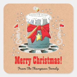 おもしろいクリスマスキャンドルクラフト紙カスタム スクエアシール