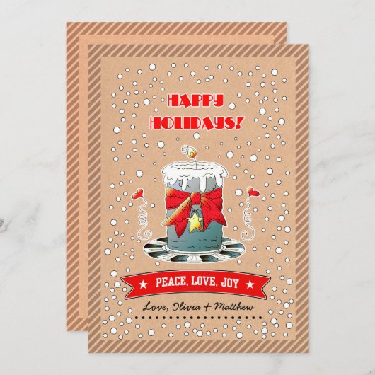 おもしろいクリスマスキャンドルクラフト紙 シーズンカード (正面/裏面)