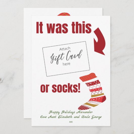 おもしろいクリスマスギフトカード保持者 (正面/裏面)