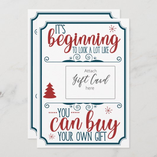 おもしろいクリスマスギフト券ホルダー (正面/裏面)