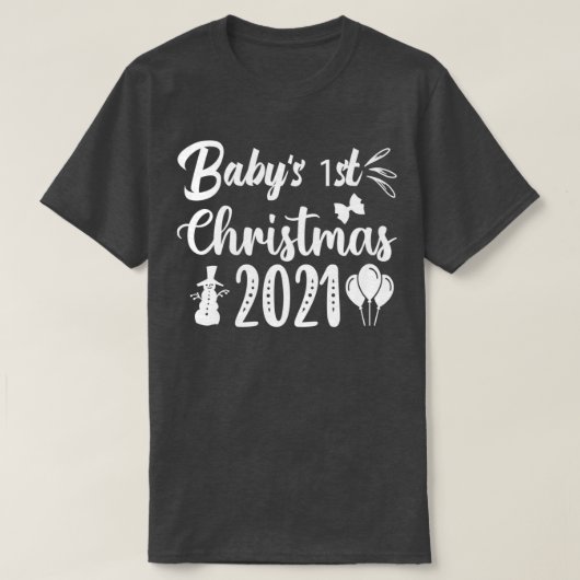 おもしろいクリスマスギフトBabys初めてのクリスマス2021 Tシャツ (デザイン正面)