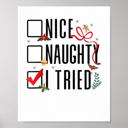 おもしろいクリスマスギフトSanta List Niceいけな I Tr ポスター (正面)