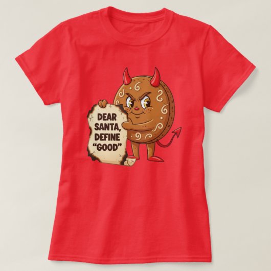 おもしろいクリスマスクッキーのキャラクター Tシャツ (デザイン正面)