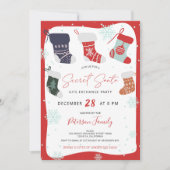 おもしろいクリスマスクッキー秘密のサンタ交換パーティー 招待状 (正面)