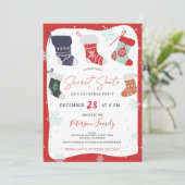 おもしろいクリスマスクッキー秘密のサンタ交換パーティー 招待状 (スタンド正面)