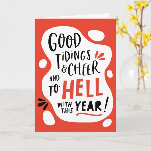 おもしろいクリスマスグリーティングカード カード (黄色い花)