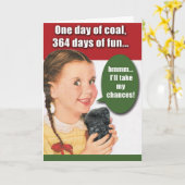 おもしろいクリスマスグリーティングカード – 石炭の1日 カード (黄色い花)