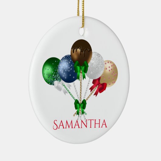 おもしろいクリスマスケポップ・アートのーカラフルキ セラミックオーナメント (右)